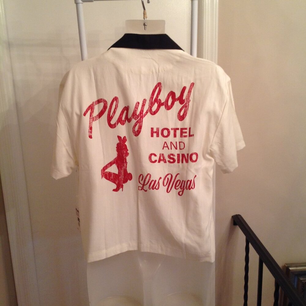 NWT Playboy Pacsun Hotel Camp Button Down Bowling Style Shirt S